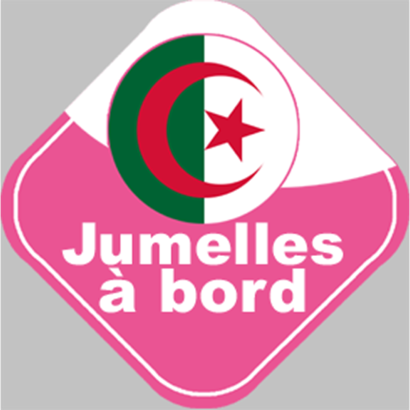 bébé à bord jumelles d'origine Algérienne - 15x15cm - Sticker/auto