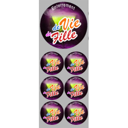 Autocollant (sticker):  Enterrement de vie de fille 2 (1 fois 9cm & 6 fois 5cm)