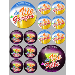 Enterrement de vie de fille et garçon (2fois 9cm - 12fois 5cm) - Autocollant(sticker)