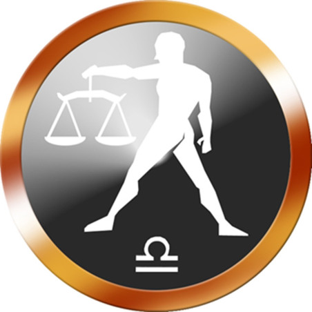 Signe du zodiaque Balance Rond Doré (8cm de diamètre) - Autocollant(sticker)