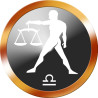 Signe du zodiaque Balance Rond Doré (8cm de diamètre) - Autocollant(sticker)