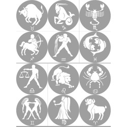 Les signes du zodiaque gris (12 fois 7cm) - Autocollant(sticker)