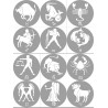Les signes du zodiaque gris (12 fois 7cm) - Autocollant(sticker)