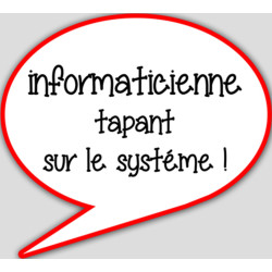 informaticienne tapant sur le système - 15x13,5cm - sticker/autocolla