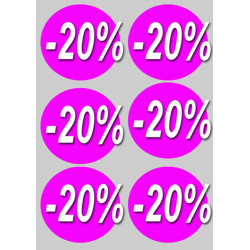 solde 20% rond - 6 stickers de 10cm - Autocollant(sticker)