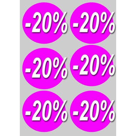 solde 20% rond - 6 stickers de 10cm - Autocollant(sticker)