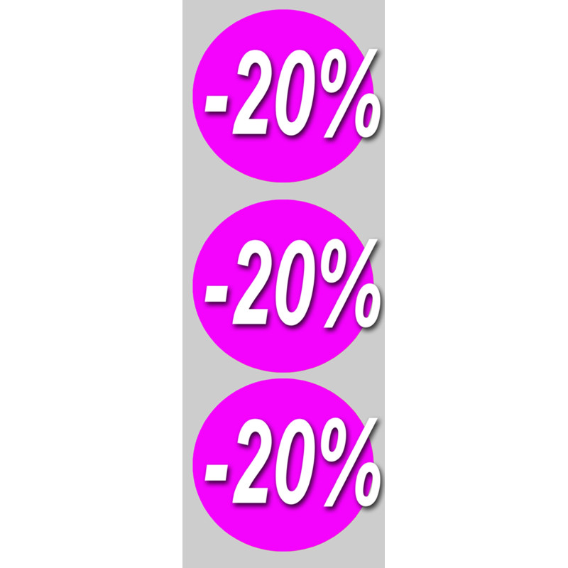 solde 20% rond - 3 stickers de 10cm - Autocollant(sticker)