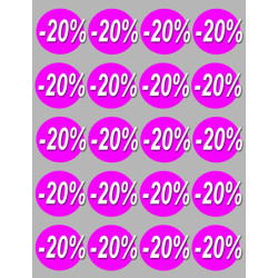 Soldes remise 20% rond (20 fois 5cm) - Sticker/autocollant