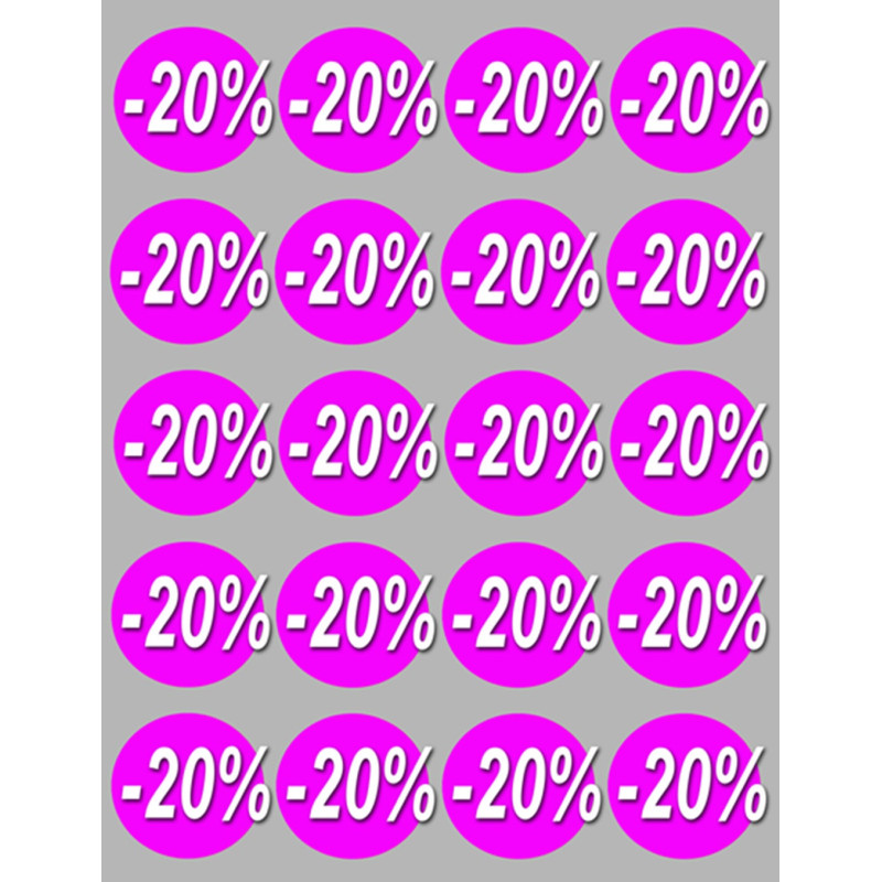 Soldes remise 20% rond (20 fois 5cm) - Sticker/autocollant