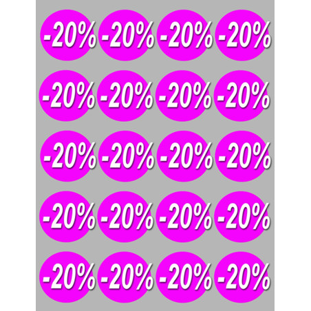 Soldes remise 20% rond (20 fois 5cm) - Sticker/autocollant