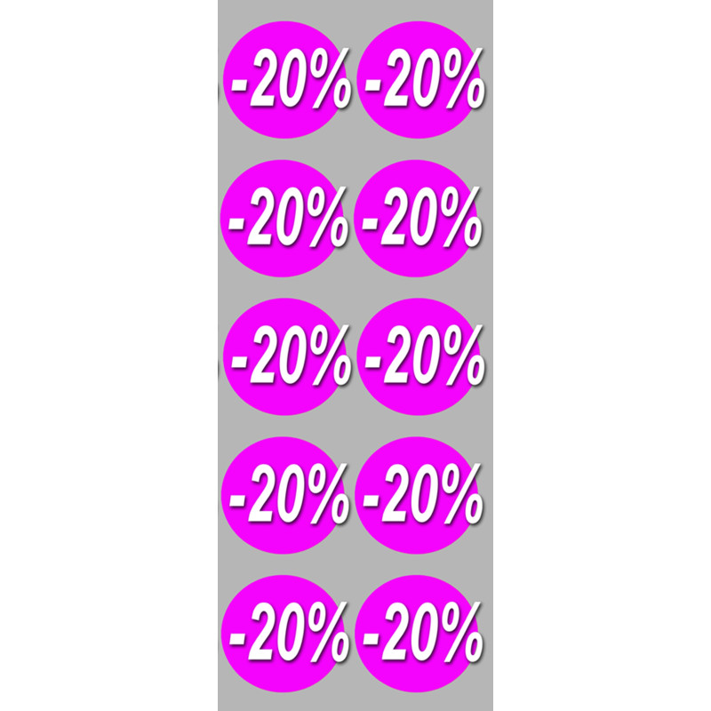 solde 20% rond - 10 stickers de 5cm - Autocollant(sticker)