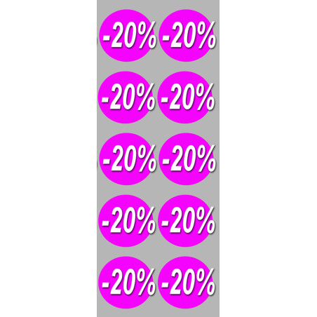 Soldes remise 20% rond (10 fois 5cm) - Sticker/autocollant