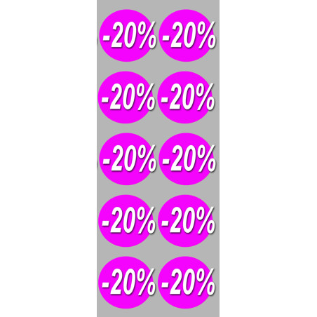 solde 20% rond - 10 stickers de 5cm - Autocollant(sticker)