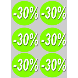 Soldes remise 30% rond (6 fois 10cm) - Autocollant(sticker)