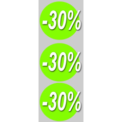 solde 30% rond - 3 stickers de10cm - Autocollant(sticker)