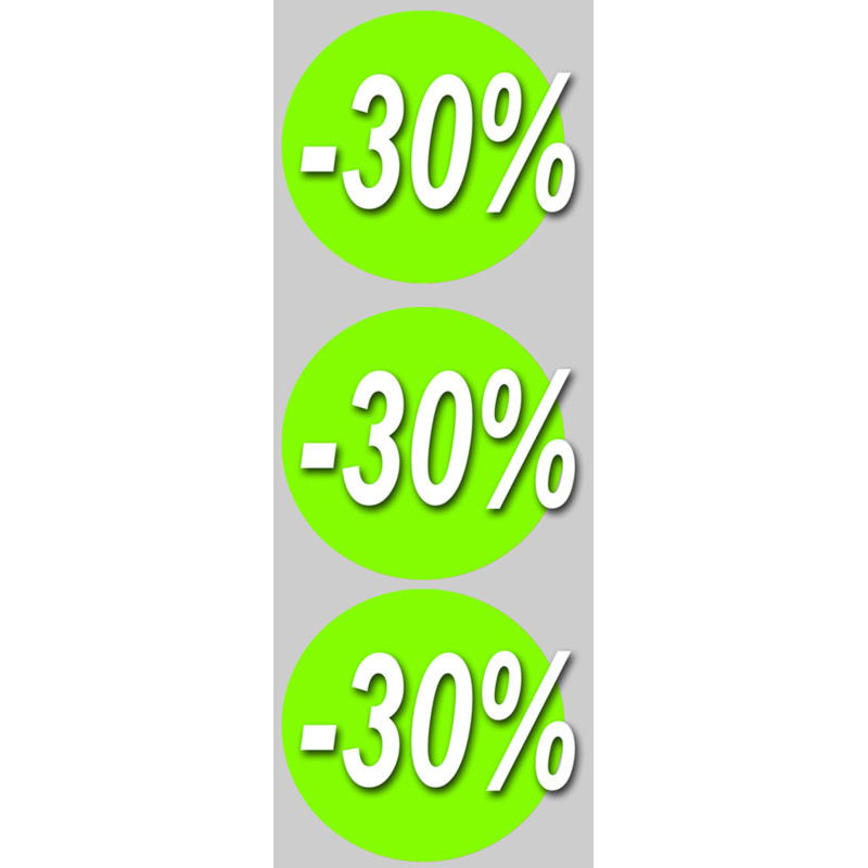 Soldes remise 30% rond (3 fois10cm) - Sticker/autocollant