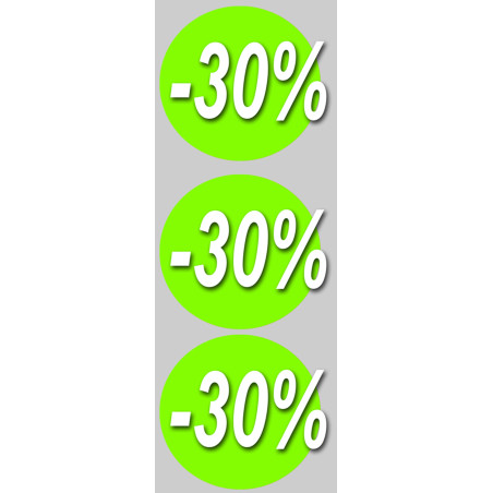 Soldes remise 30% rond (3 fois10cm) - Sticker/autocollant