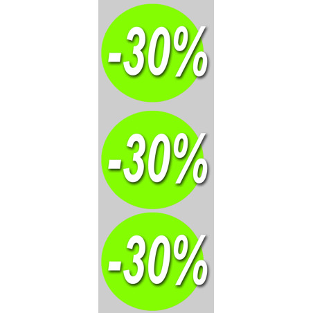 solde 30% rond - 3 stickers de10cm - Autocollant(sticker)