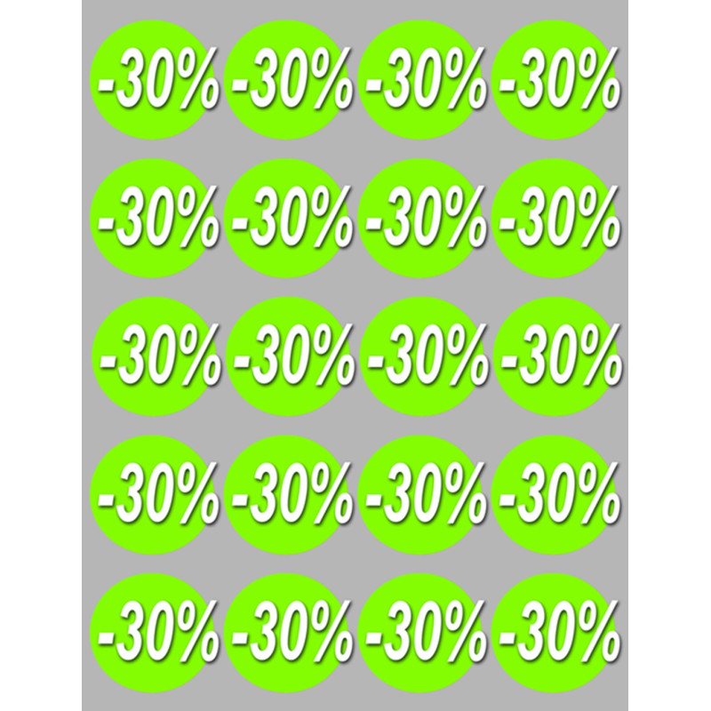 solde 30% rond - 20 stickers de 5cm - Autocollant(sticker)