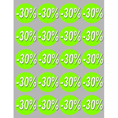 solde 30% rond - 20 stickers de 5cm - Autocollant(sticker)