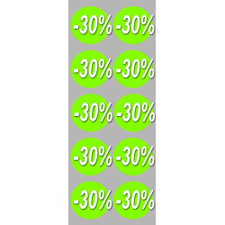 Soldes remise 30% rond (10 fois 5cm) - Autocollant(sticker)