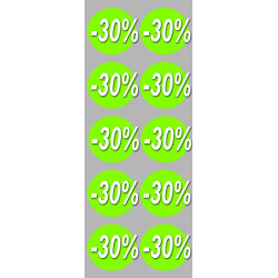 solde 30% rond - 10 stickers de 5cm - Autocollant(sticker)