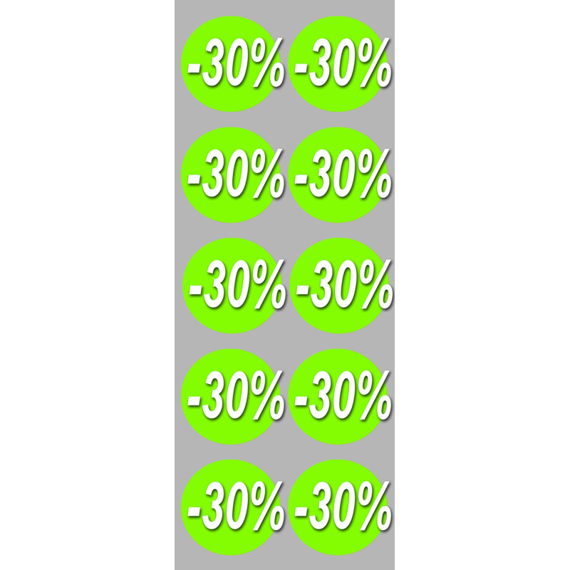 solde 30% rond - 10 stickers de 5cm - Autocollant(sticker)