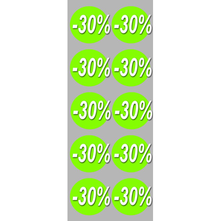 Soldes remise 30% rond (10 fois 5cm) - Sticker/autocollant
