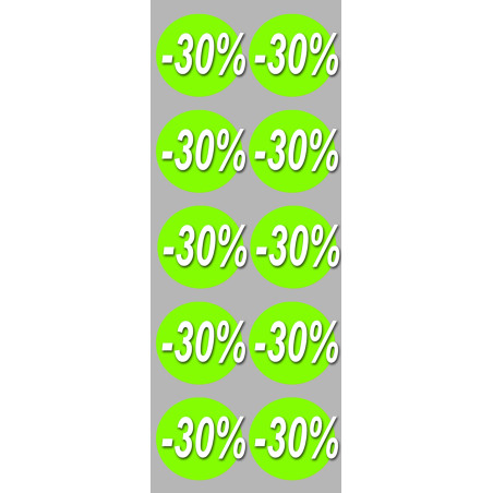 solde 30% rond - 10 stickers de 5cm - Autocollant(sticker)