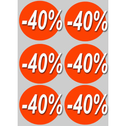 Solde Rond 40% (6stickers de 10cm) - Autocollant(sticker)