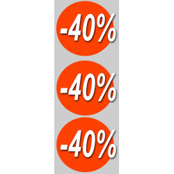 Solde Rond 40% (3stickers de 10cm) - Autocollant(sticker)