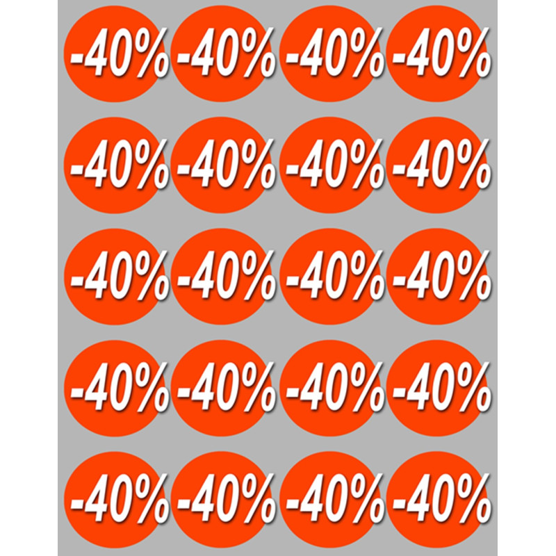 Solde Rond 40% (20stickers de 5cm) - Autocollant(sticker)