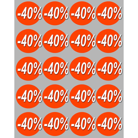 Solde Rond 40% (20stickers de 5cm) - Autocollant(sticker)