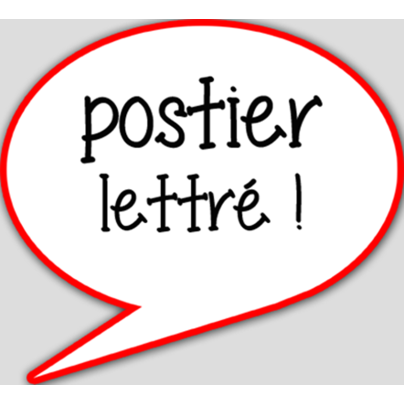 postier lettré - 10x9cm - Autocollant(sticker)