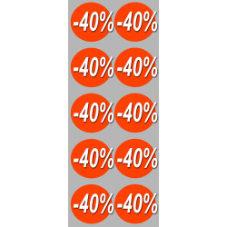 Solde Rond 40% (10stickers de 5cm) - Autocollant(sticker)