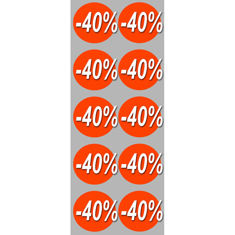 Soldes remise 40% (10 fois 5cm) - Sticker/autocollant
