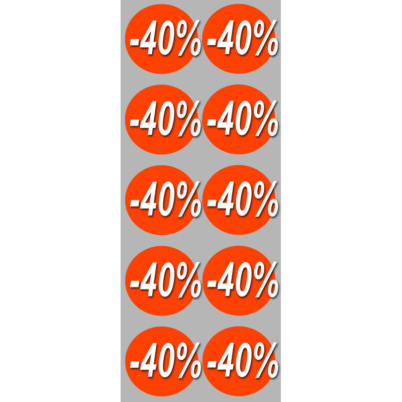 Solde Rond 40% (10stickers de 5cm) - Autocollant(sticker)