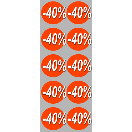 Solde Rond 40% (10stickers de 5cm) - Autocollant(sticker)