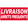 Livraison Arrêts Fréquents - Fond rouge - 30x14 cm - Autocollant(sticker)