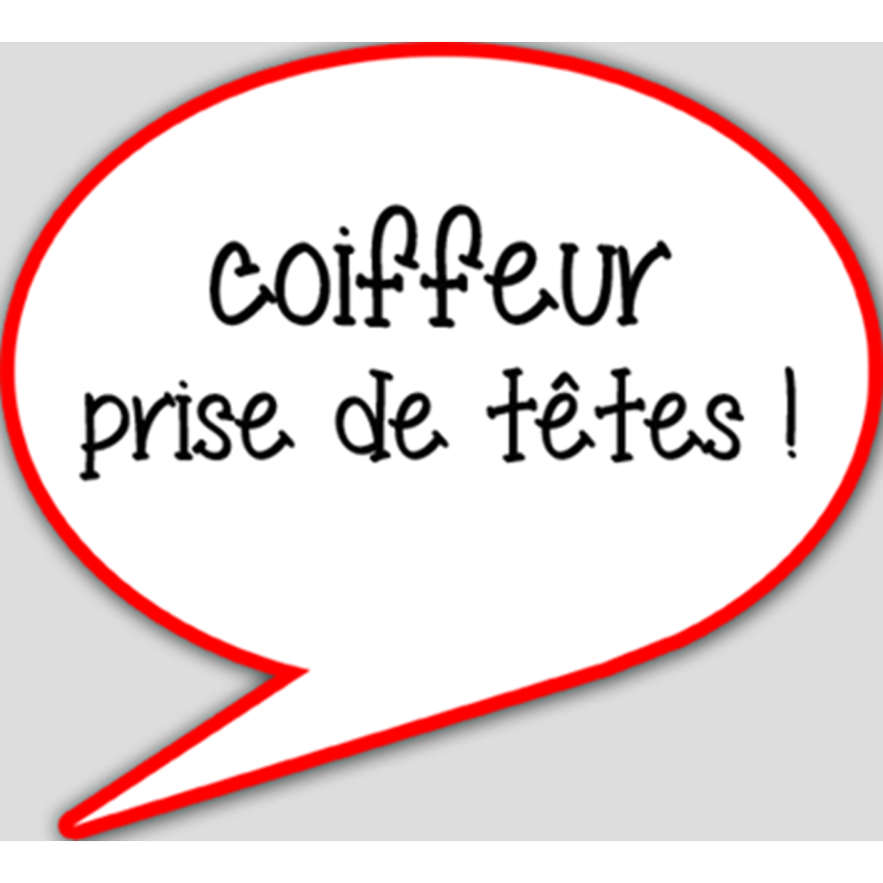 coiffeur prise de tête - 10x9cm - sticker/autocollant