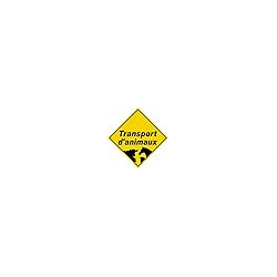 Autocollant (sticker): Transport d'animaux jaune - 15x15cm