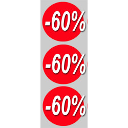 Soldes remise 60% (3 fois 10cm) - Autocollant(sticker)