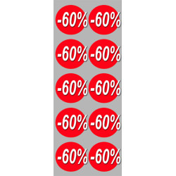 Soldes remise 60% (10 fois 5cm)  - Autocollant(sticker)