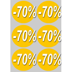 Soldes remise 70% (6 fois 10cm)  - Autocollant(sticker)