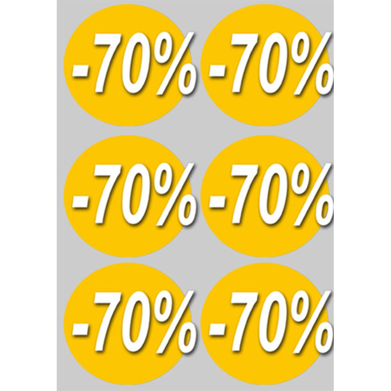 Soldes remise 70% (6 fois 10cm)  - Sticker/autocollant