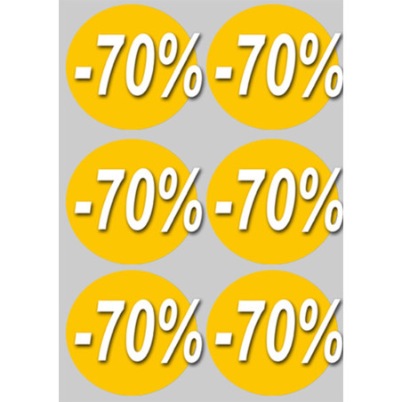 Soldes remise 70% (6 fois 10cm)  - Sticker/autocollant