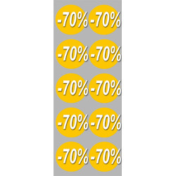 Soldes remise 70% (10 fois 5cm)  - Autocollant(sticker)