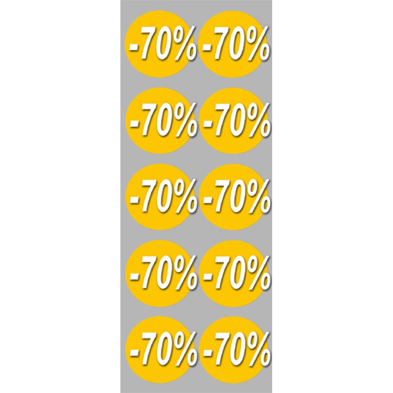 Soldes remise 70% (10 fois 5cm)  - Sticker/autocollant
