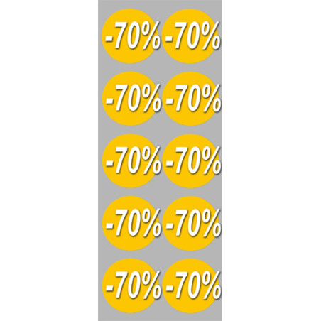 Soldes remise 70% (10 fois 5cm)  - Sticker/autocollant