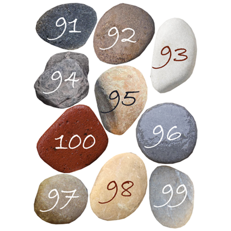 Numéros table effet galet 91 à 100 (10 fois env.6/7cm de diamètre) 